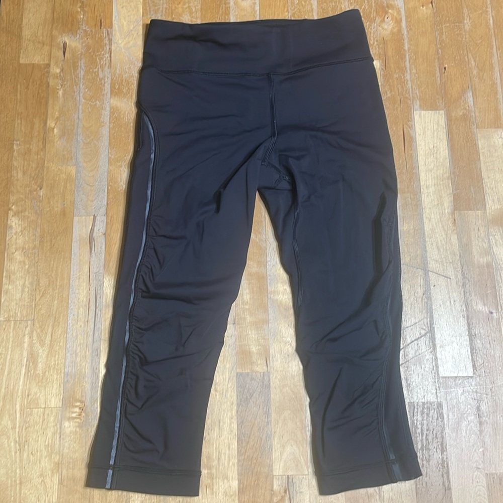 lululemon athletica Black Cropped Leggings with Reflective Trim